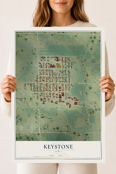 Map of Keystone, Iowa, 18 x 24 inch unframed archival matte print