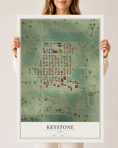 Map of Keystone, Iowa, 24 x 36 inch unframed archival matte print