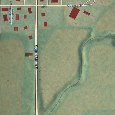 Second close-up of the map of Kimballton, Iowa print showing more streets and buildings