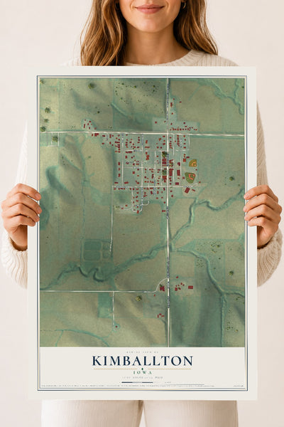 Map of Kimballton, Iowa, 18 x 24 inch unframed archival matte print