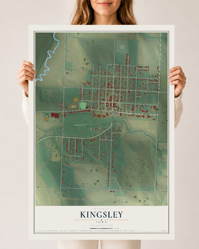 Map of Kingsley, Iowa, 24 x 36 inch unframed archival matte print