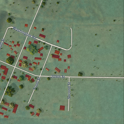 Close-up of the map of Kingston, Iowa print showing street and building detail