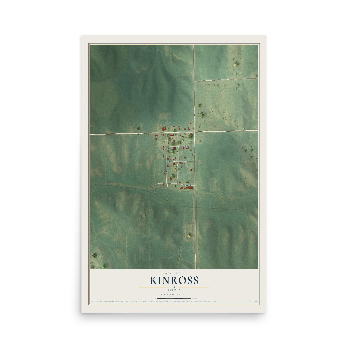 Map of Kinross, Iowa, 12 x 18 inch unframed archival matte print