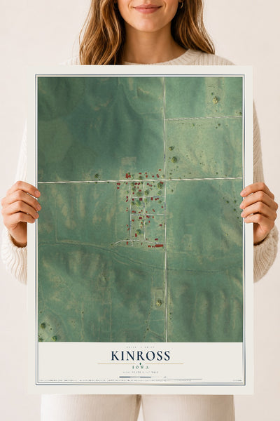 Map of Kinross, Iowa, 18 x 24 inch unframed archival matte print
