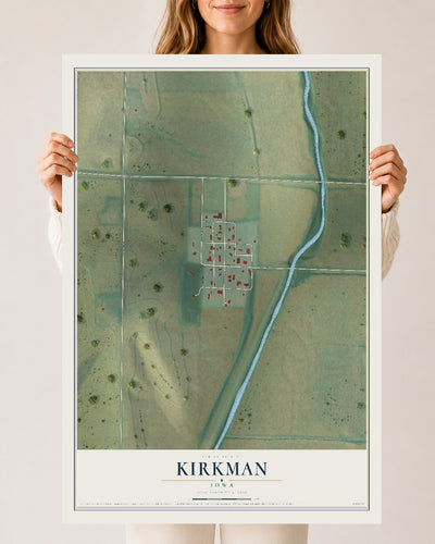 Map of Kirkman, Iowa, 24 x 36 inch unframed archival matte print