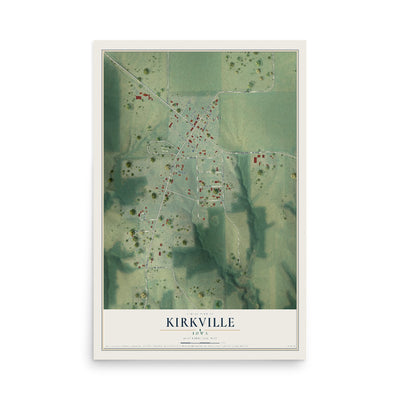 Map of Kirkville, Iowa, 12 x 18 inch unframed archival matte print