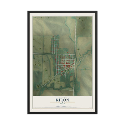 Map of Kiron, Iowa, 12 x 18 inch print in a black wood frame