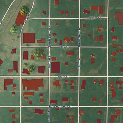 Close-up of the map of Klemme, Iowa print showing street and building detail