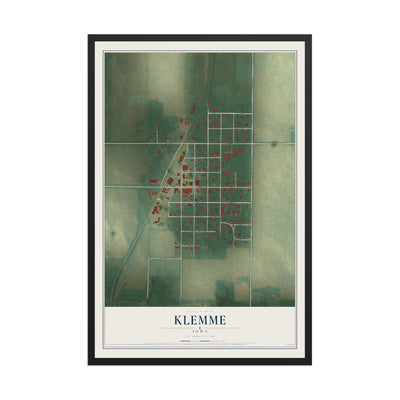 Map of Klemme, Iowa, 12 x 18 inch print in a black wood frame