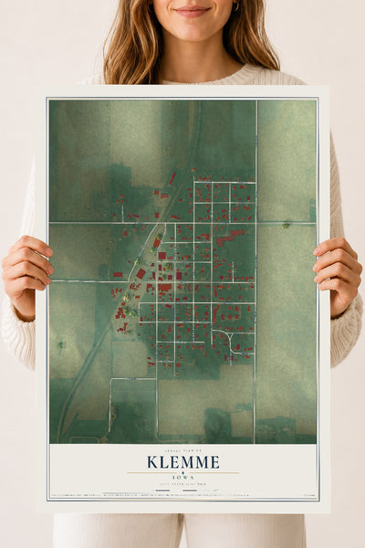 Map of Klemme, Iowa, 18 x 24 inch unframed archival matte print