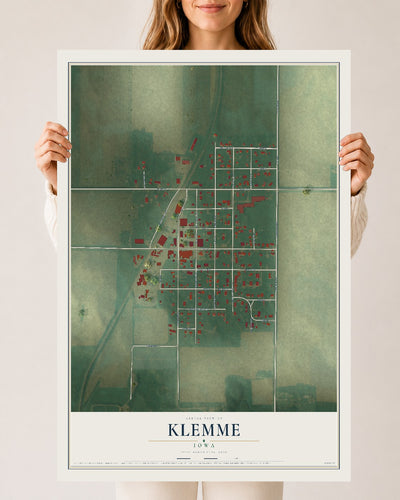 Map of Klemme, Iowa, 24 x 36 inch unframed archival matte print
