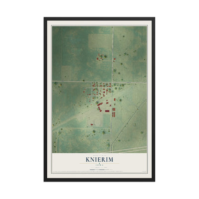 Map of Knierim, Iowa, 12 x 18 inch print in a black wood frame