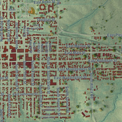 Second close-up of the map of Knoxville, Iowa print showing more streets and buildings