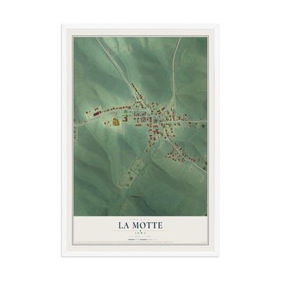 Map of La Motte, Iowa, 12 x 18 inch print in a white wood frame