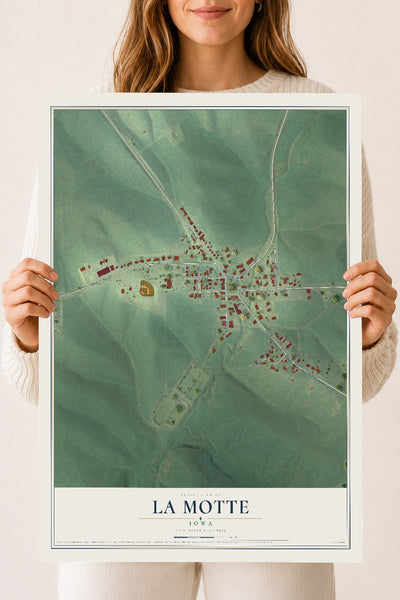Map of La Motte, Iowa, 18 x 24 inch unframed archival matte print