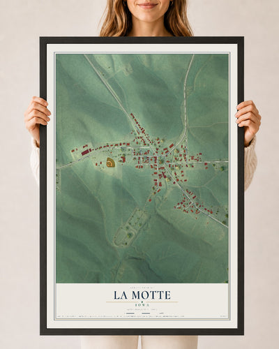 Map of La Motte, Iowa, 24 x 36 inch print in a black wood frame
