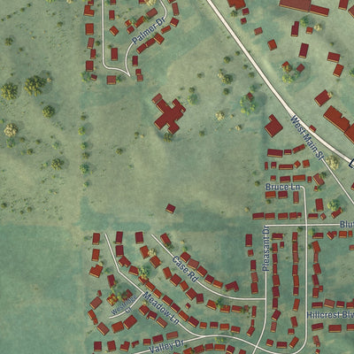 Second close-up of the map of La Porte City, Iowa print showing more streets and buildings