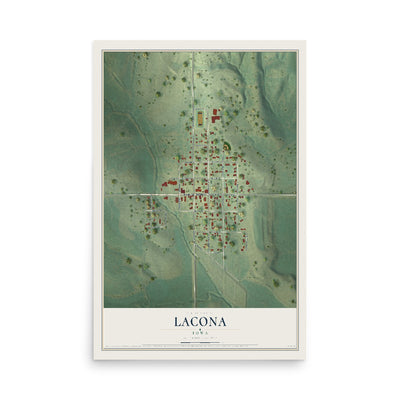 Map of Lacona, Iowa, 12 x 18 inch unframed archival matte print