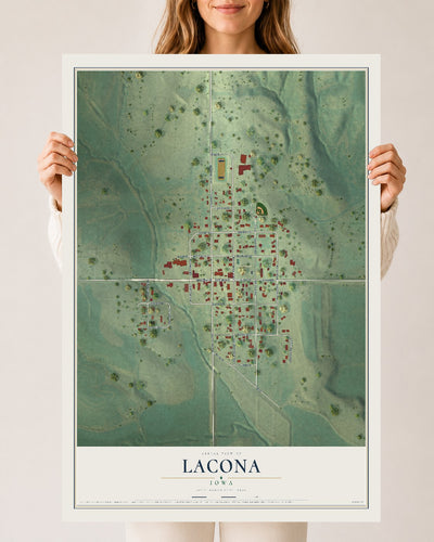 Map of Lacona, Iowa, 24 x 36 inch unframed archival matte print