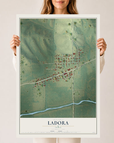 Map of Ladora, Iowa, 24 x 36 inch unframed archival matte print