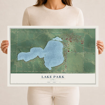 Map of Lake Park, Iowa, 12 x 18 inch unframed archival matte print