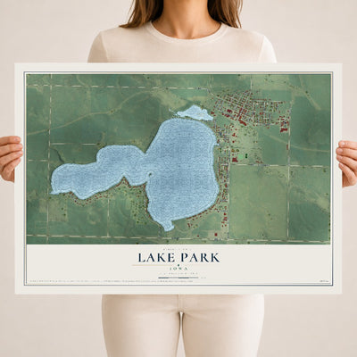 Map of Lake Park, Iowa, 18 x 24 inch unframed archival matte print