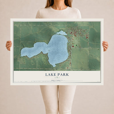 Map of Lake Park, Iowa, 24 x 36 inch unframed archival matte print