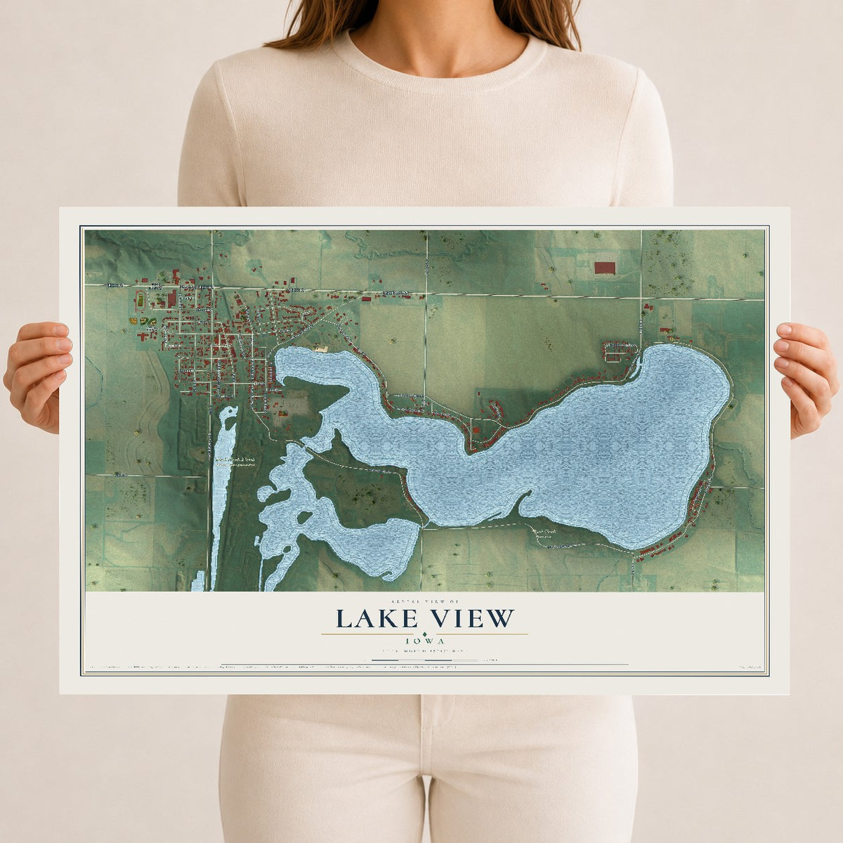 Map of Lake View, Iowa, 12 x 18 inch unframed archival matte print