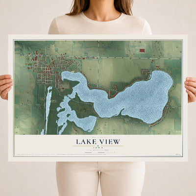 Map of Lake View, Iowa, 18 x 24 inch unframed archival matte print