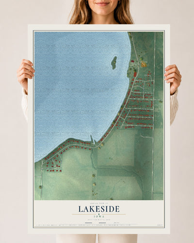 Map of Lakeside, Iowa, 24 x 36 inch unframed archival matte print