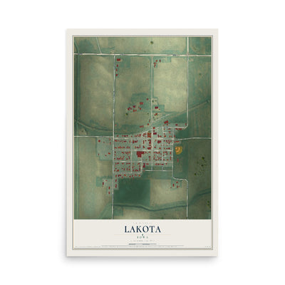 Map of Lakota, Iowa, 12 x 18 inch unframed archival matte print