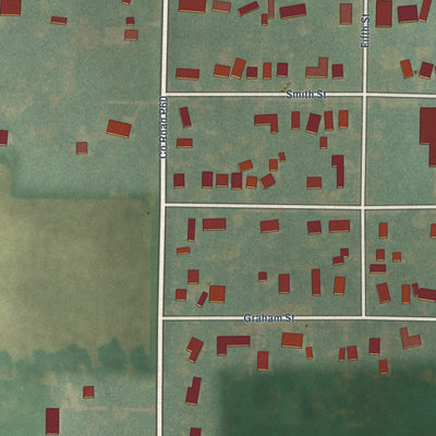 Second close-up of the map of Lakota, Iowa print showing more streets and buildings