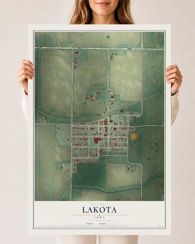 Map of Lakota, Iowa, 24 x 36 inch unframed archival matte print