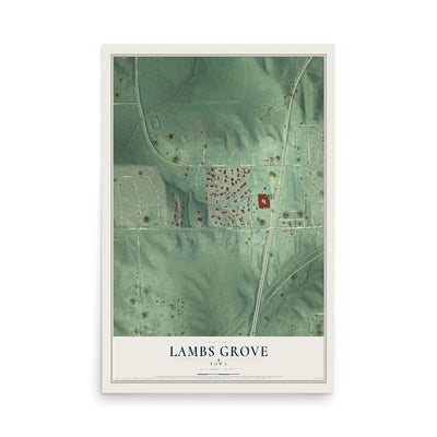 Map of Lambs Grove, Iowa, 12 x 18 inch unframed archival matte print