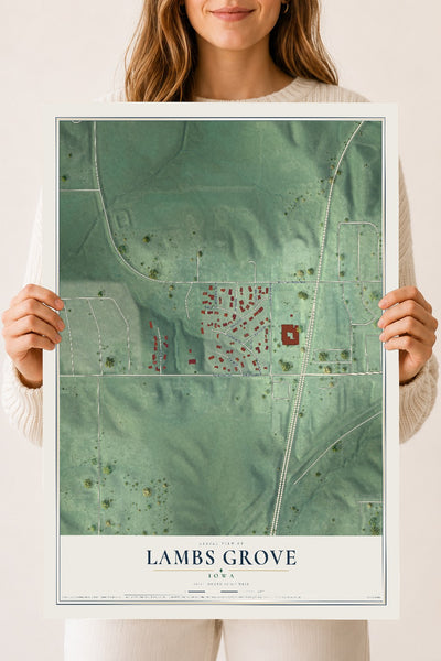 Map of Lambs Grove, Iowa, 18 x 24 inch unframed archival matte print