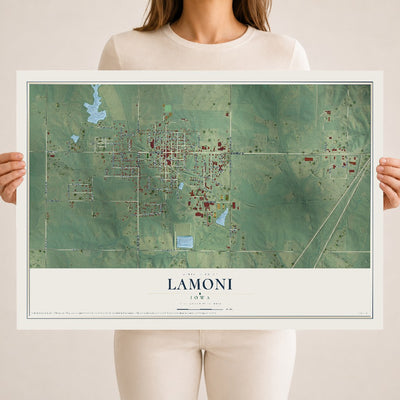 Map of Lamoni, Iowa, 18 x 24 inch unframed archival matte print