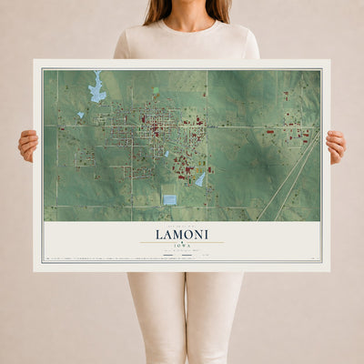 Map of Lamoni, Iowa, 24 x 36 inch unframed archival matte print