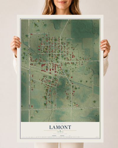 Map of Lamont, Iowa, 24 x 36 inch unframed archival matte print