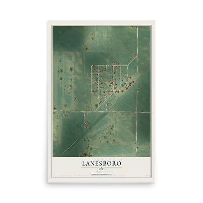 Map of Lanesboro, Iowa, 12 x 18 inch unframed archival matte print