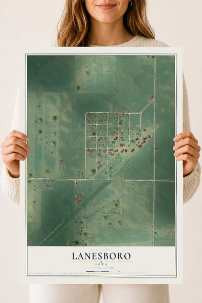 Map of Lanesboro, Iowa, 18 x 24 inch unframed archival matte print