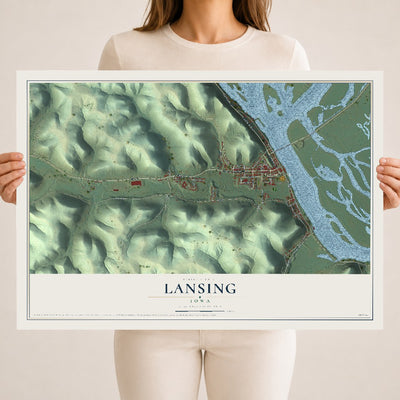 Map of Lansing, Iowa, 18 x 24 inch unframed archival matte print