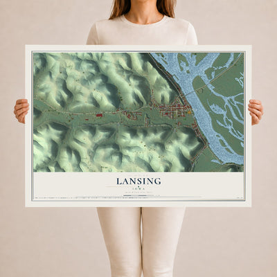 Map of Lansing, Iowa, 24 x 36 inch unframed archival matte print