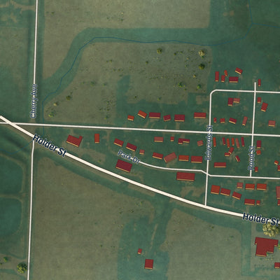 Second close-up of the map of Larchwood, Iowa print showing more streets and buildings