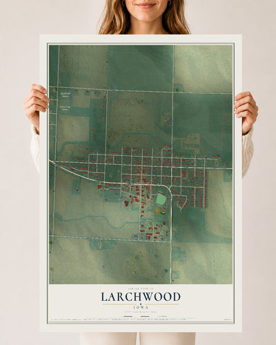 Map of Larchwood, Iowa, 24 x 36 inch unframed archival matte print