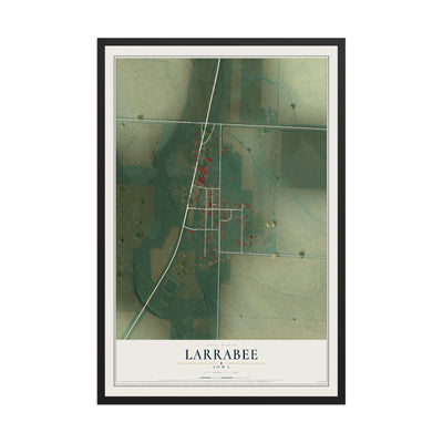 Map of Larrabee, Iowa, 12 x 18 inch print in a black wood frame