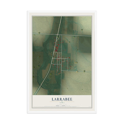 Map of Larrabee, Iowa, 12 x 18 inch print in a white wood frame