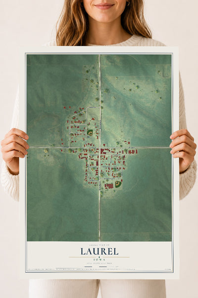 Map of Laurel, Iowa, 18 x 24 inch unframed archival matte print