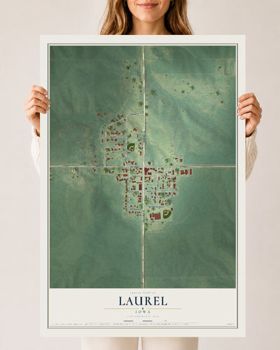 Map of Laurel, Iowa, 24 x 36 inch unframed archival matte print