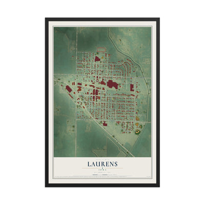 Map of Laurens, Iowa, 12 x 18 inch print in a black wood frame