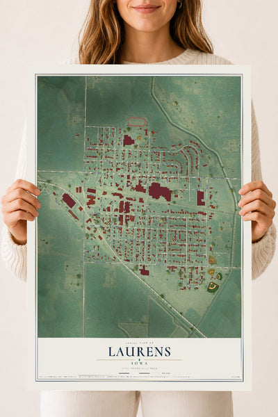 Map of Laurens, Iowa, 18 x 24 inch unframed archival matte print